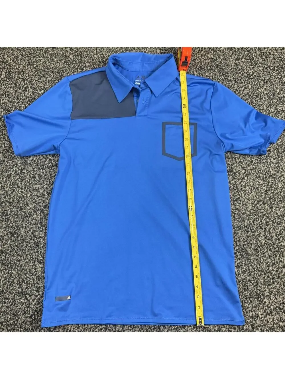 Adidas Golf Puremotion Coolmax Polo Men's M Blue Dark Gray Panel
